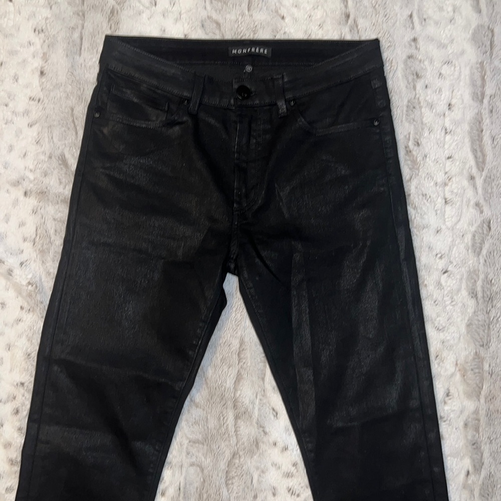 Monfrère Greyson Noir Coated Japanese Black Slim Denim Men Sz 31 - Picture 4 of 14
